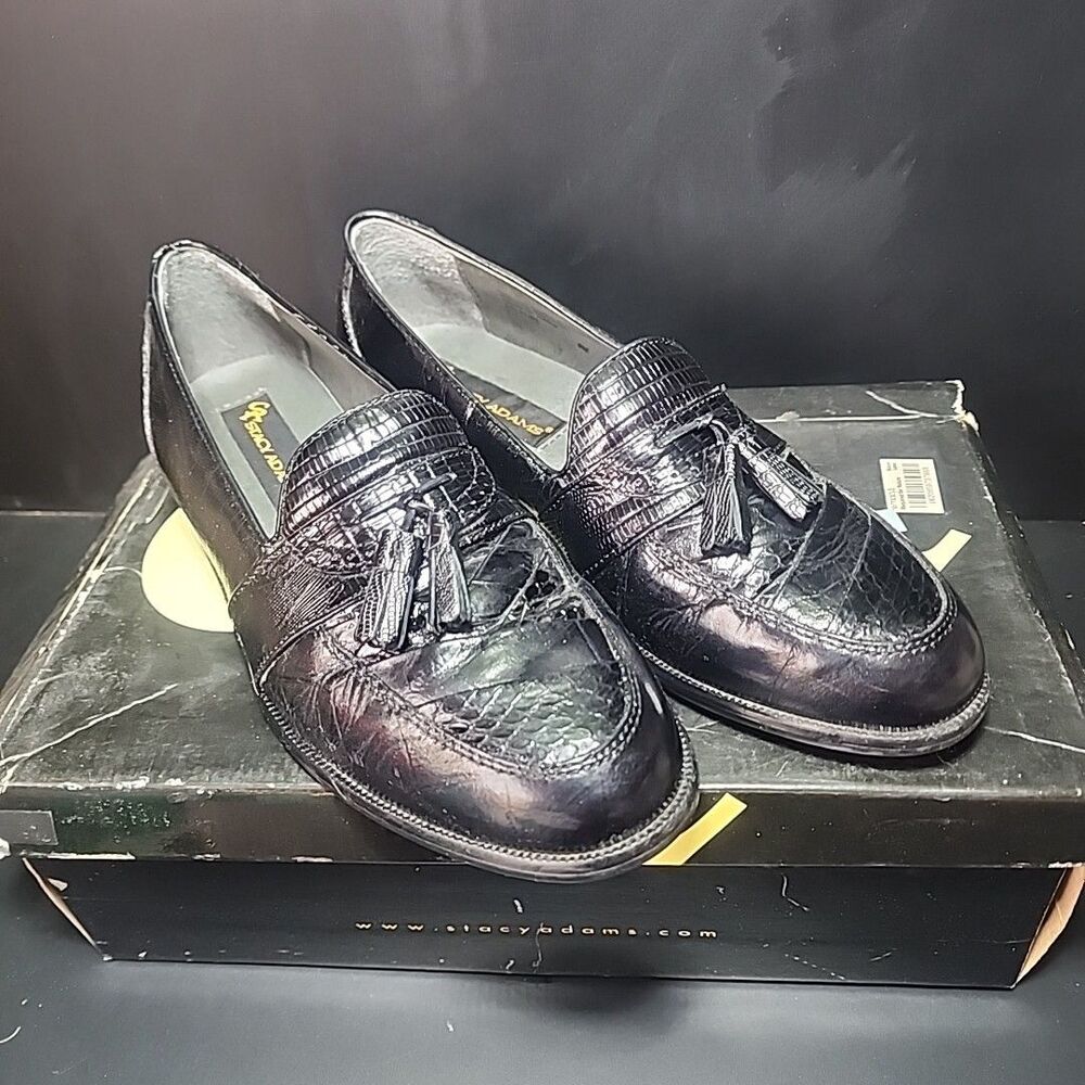 Stacy Adams Cognac Genuine Snakeskin Tassel Loafers shoes Men's 8m